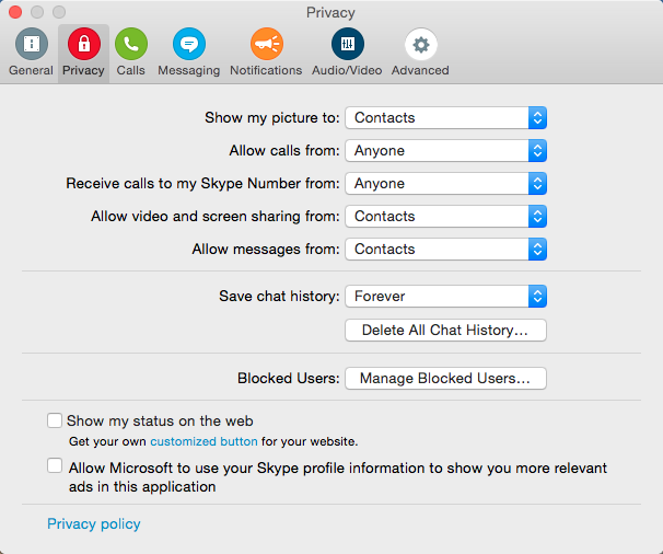 manage contacts on skype for mac